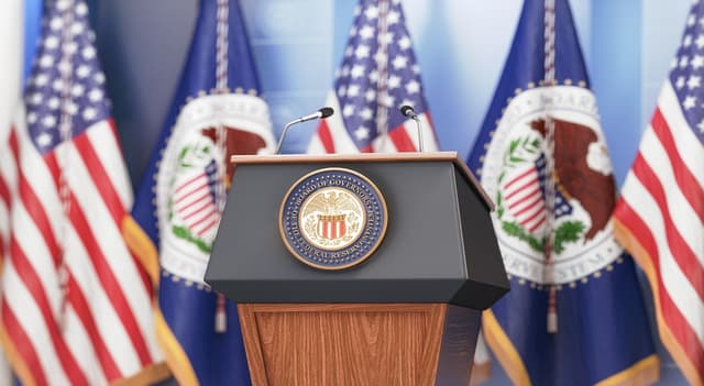 Púlpito utilizado pelos executivos do Federal Reserve (Fed) na Casa Branca. Foto: The White House / Divulgação.